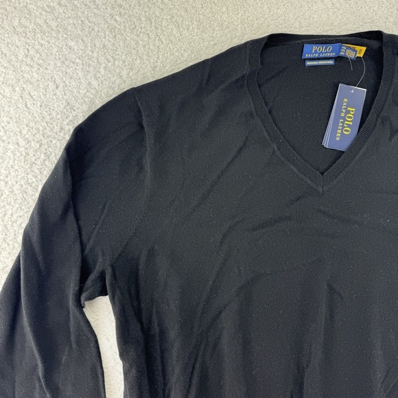 Polo Ralph Lauren Washable Merino Wool V Neck Lightweight Sweater Mens 4xB Black - Picture 3 of 10